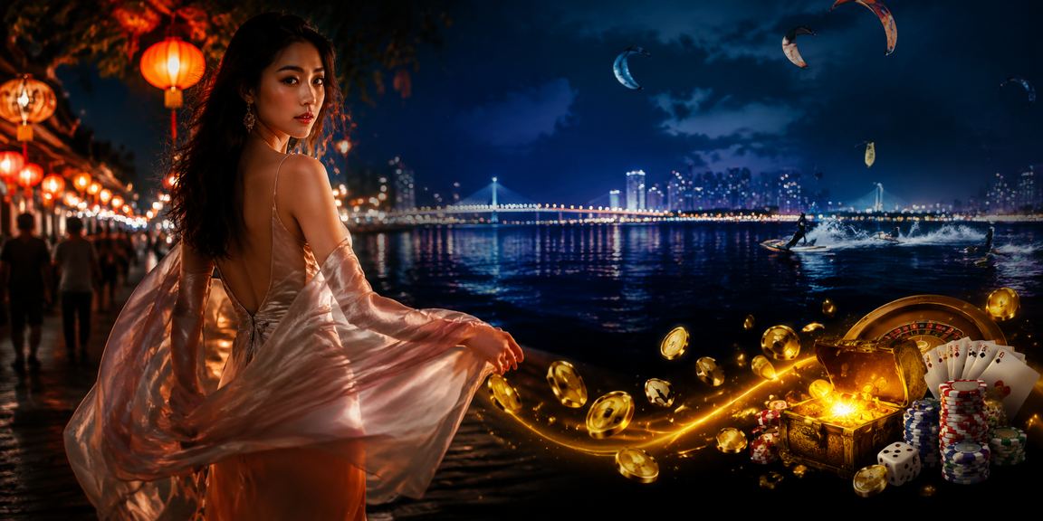 Quang cảnh casino về đêm tại Sài Gòn rực rỡ ánh sáng neon